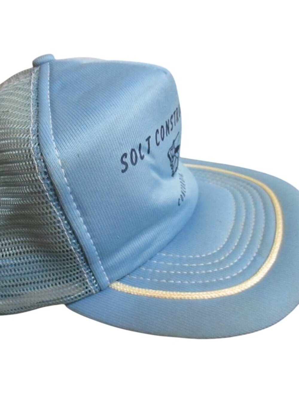Mesh trucker Skater Cap  NEW True Vtg 80s KANSAS CONSTRUCTION Blue OSFA USA